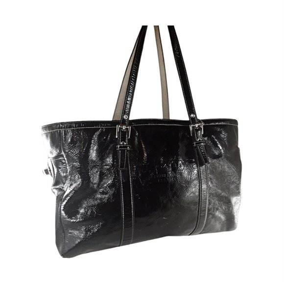 Coach Patent Leather Large Gallery Tote Bag Handbag Shoulder Purse Y2k #9789 - Picture 2 of 7